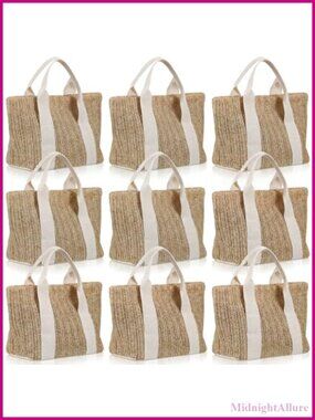 Handwoven Straw Beach Tote Bag Burlap Bridesmaid Party